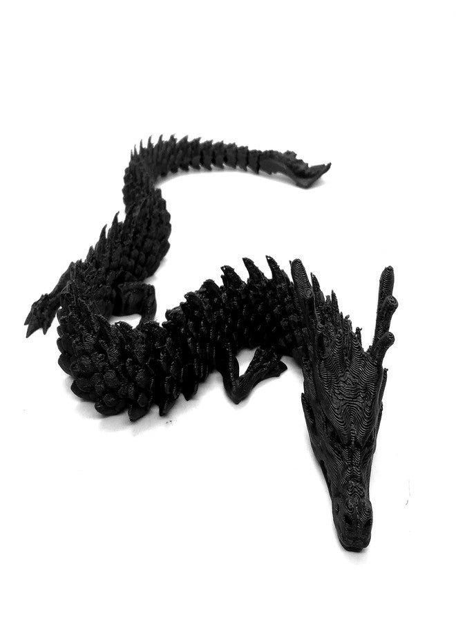 CERO ® 3D Printed Single Flexi Chinese Dragon/Home Decor/Display (Black PLA Plastic) - Image 3
